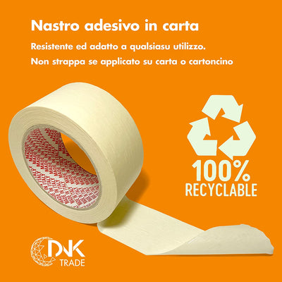 Nastro in Carta 12 Pezzi- Nastro Carta Imbianchino 25X50 Mt - Carta Gommata Professionale per Mascheratura