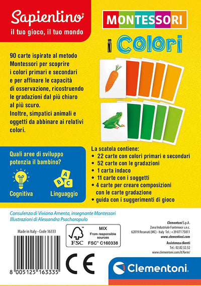 Carte Colori Montessori 2 Anni (Versione in Italiano), Gioco Educativo-Made in Italy, Multicolore, 16333