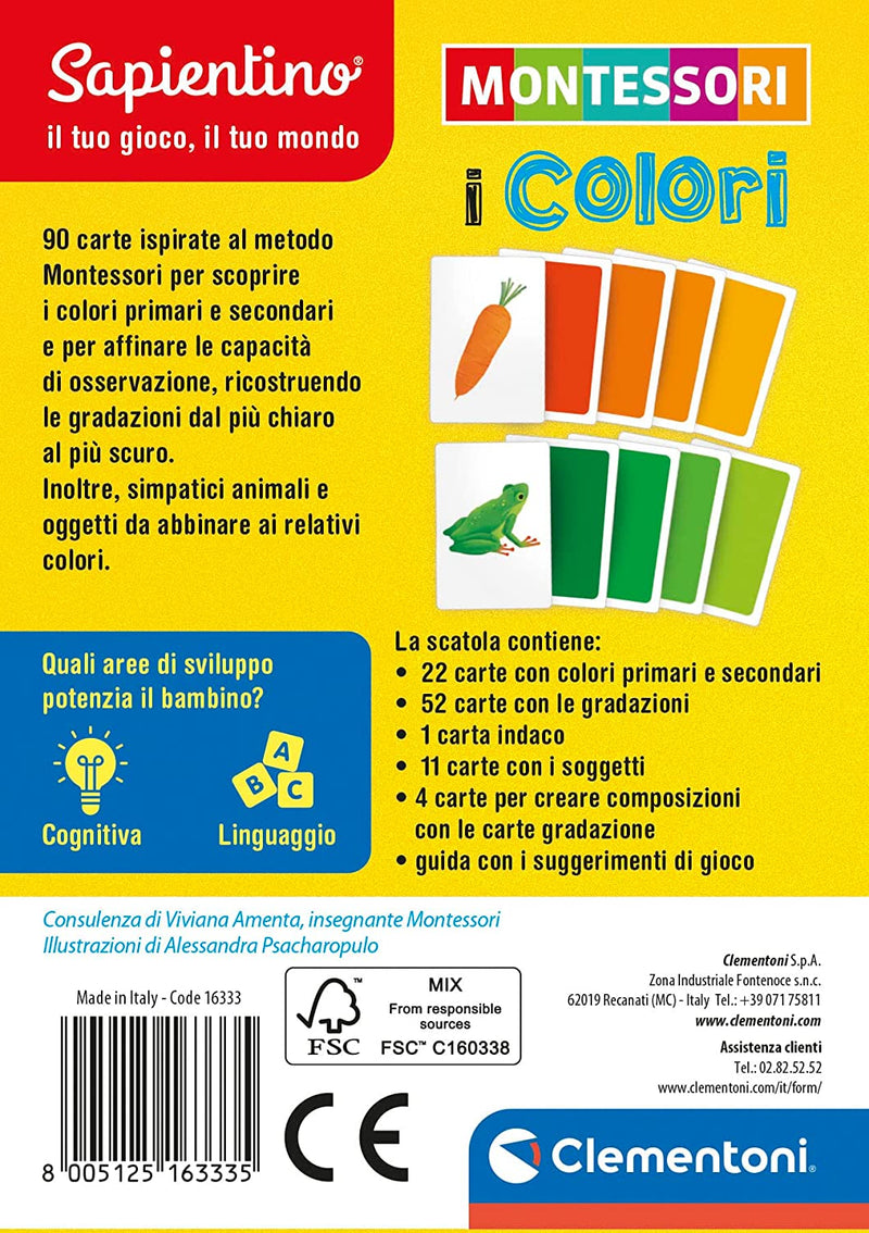 Carte Colori Montessori 2 Anni (Versione in Italiano), Gioco Educativo-Made in Italy, Multicolore, 16333