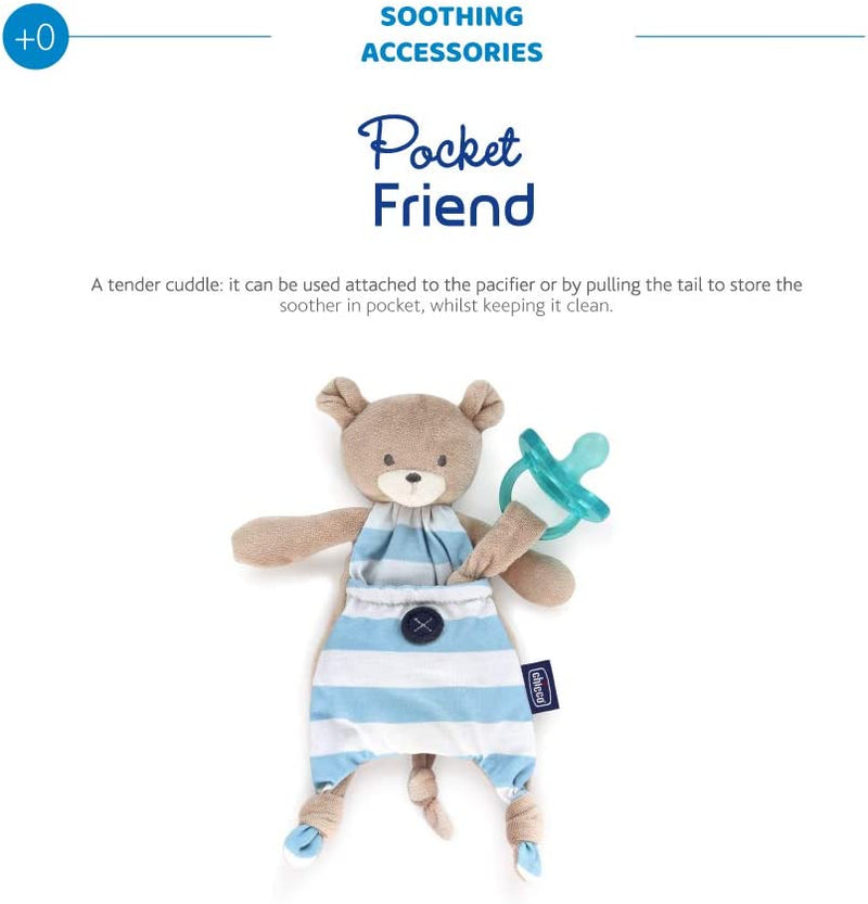 Pocket Friend Orsetto, Peluche per Neonati a Forma Di Morbido Orsetto, Azzurro