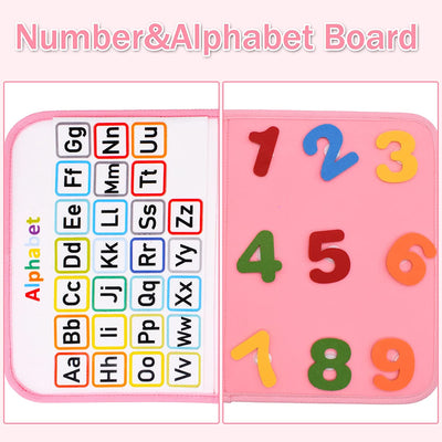 Busy Board per Bambini, 4 Strati Portatile Giochi Montessori, Rosa Pannello Sensoriale Montessori Activity Board, Giochi Educativi 1 2 3 4 Anni Con Fibbie,Cerniere,Bottoni,Orologio,Alfabeto