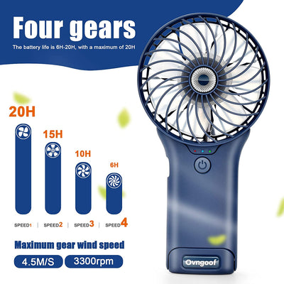 Mini Ventilatore Portatile Con Specchio, 3 in 1 Ventilatore USB Ricaricabile Con 4 Velocità, 6-20 Ore Di Utilizzo, Brezza Forte Ventilatore Da Tavolo Silenzioso per Viaggio/Trucco/Campeggio (Blu)…