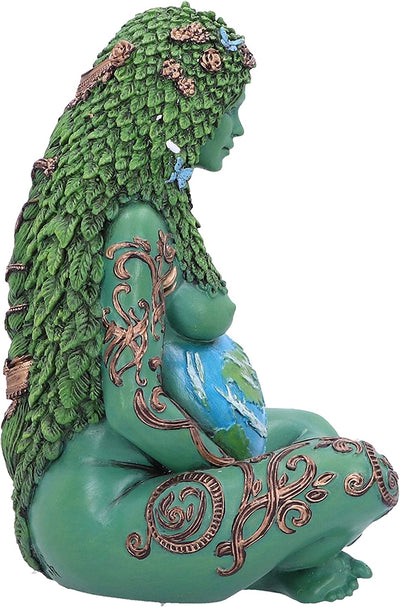 Piccola Statua Di Arte Di Gaia Della Madre Terra Eterea Dipinta, Resina, Verde, 17.5Cm