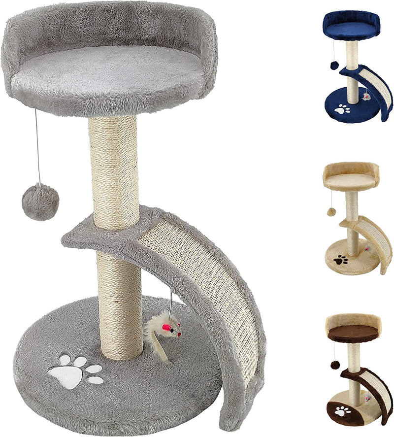 TIRAGRAFFI per Gatti Alto 54 CM. GRAFFIATOIO Parco Giochi Gioco Da Gatto Con Corda SISAL E Cuccia Albero GRAFFIO Palestra - Grigio