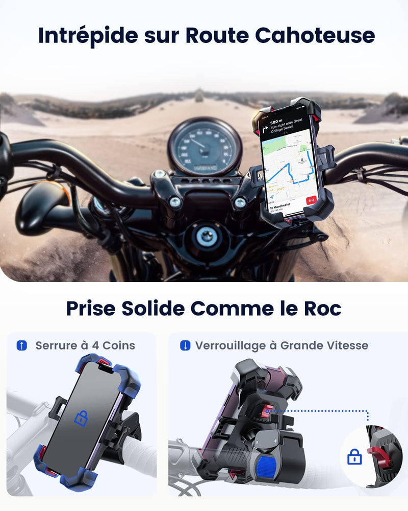 2023  Supporto Telefono Bicicletta, [1S Blocco][100Mph Militare Antivibrante] Porta Cellulare Moto, [5S Installazione ] Universale Manubrio Holder per Iphone 14, Samsung S23, 4,7-7" Smartphone