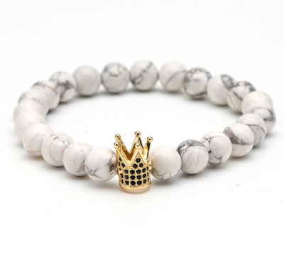 Natural Stone Micro Crown Inlaid Copper Bracelet White Zircon Bracelet Beads Bracelet Jewelry Trade Electricity Supplier Sourcing