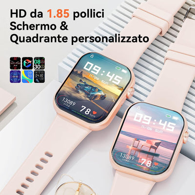 2023 Smartwatch Uomo Donna, 1,85'' Schermo Orologio Smartwatch Con Chiamata Bluetooth E Risposta Vivavoce, Smart Watch Con Contapassi, Cardiofrequenzimetro Da Polso, Orologio Fitness per Android Ios