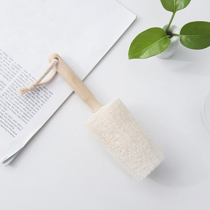 Natural Loofah Bottle Cup Brush Wooden Handle