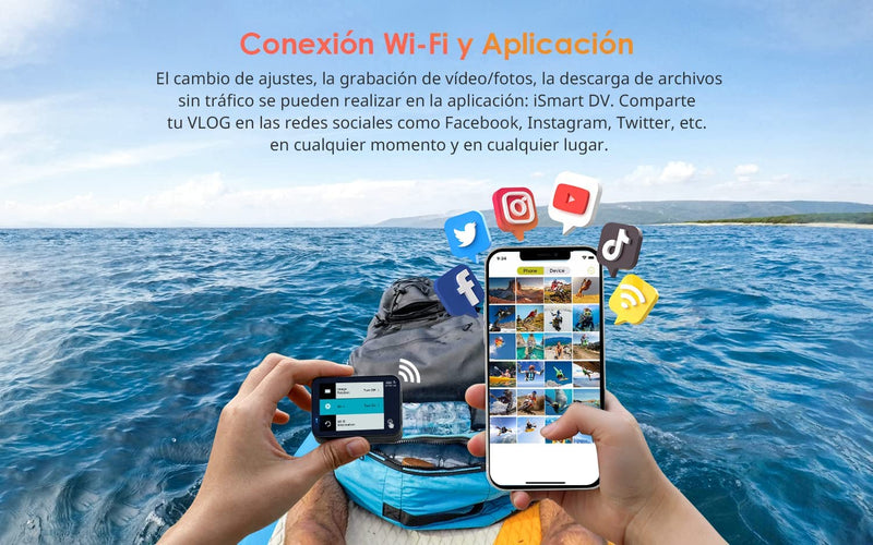 Action Cam Nativo 4K 60Fps 20MP Touch Screen Wi-Fi Videocamera Con Zoom 8X Nuova EIS Anti-Shake, Custodia Fotocamera Subacquea Impermeabile 40M, Regolabile Microfono Esterno, 2X1350Mah Batterie