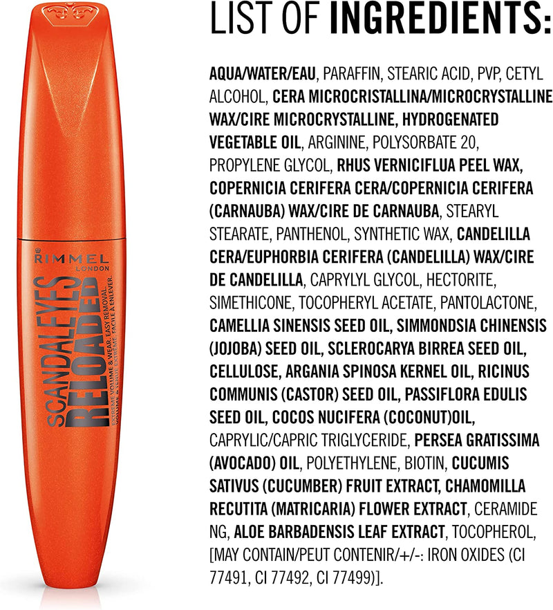 Scandaleyes Reloaded Mascara, Volume Estremo E Lunga Tenuta, Nero, 1 Pezzo