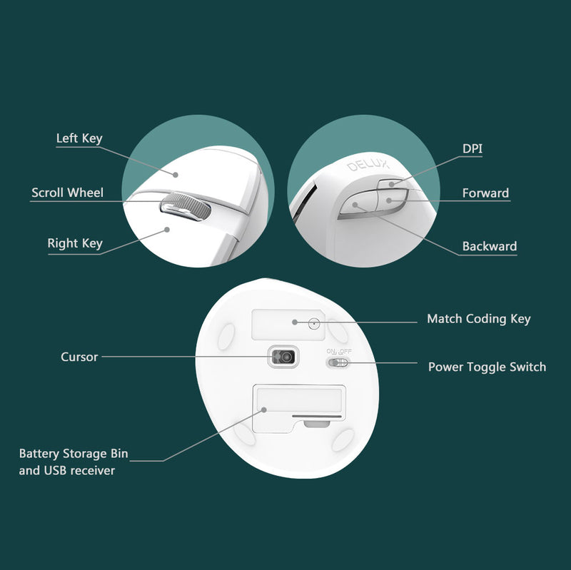 Colorful M618Mini Wireless Vertical Vertical Mouse Bluetooth Dual-Mode Laptop Ergonomic Mouse