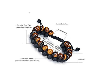 Tiger'S Eye & Lava Stone Bracelet