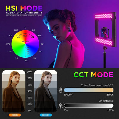 Luce LED RGB Anulare per Selfie, 360° Full Color, Con Stabilizzatore Video Rig per Smartphone, 2500-10000K CRI97+, Con Batterie & Caricatore per Produzioni Fillm Tiktok Truccatura Youtube Vlog