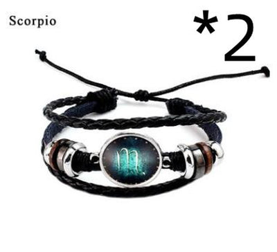 Twelve Constellation Glass Piece Couple Bracelet