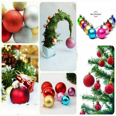 24Pcs Christmas Glitter Ball Ornaments Xmas Tree Ball Hanging Party Decor US Random Color