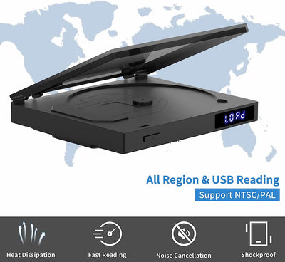 Lettore DVD Super Slim, Lettore DVD Compatto per TV, Lettore DVD Con Altoparlante Hifi Integrato, Uscita USB, Porta AUX Da 3,5 Mm, PAL/NTSC Integrato