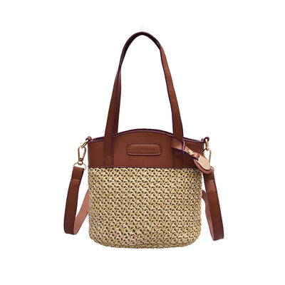 Fashion Straw Bag One-Shoulder Messenger Bag Portable Beach Bag