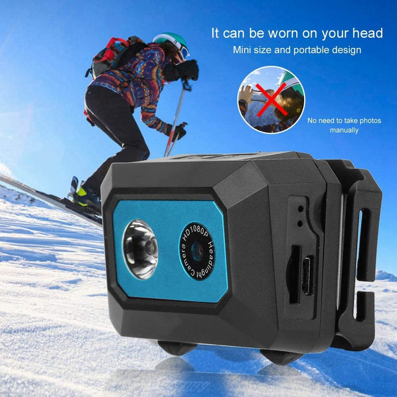 Mini Action Camera - Videocamera DV per Videocamera Sportiva Con Faro Super Luminoso, Risoluzione HD 1920 * 1080P, Videoregistratore DVR Ultra Grandangolare 120 °, Videocamera Full Hd(Blu)