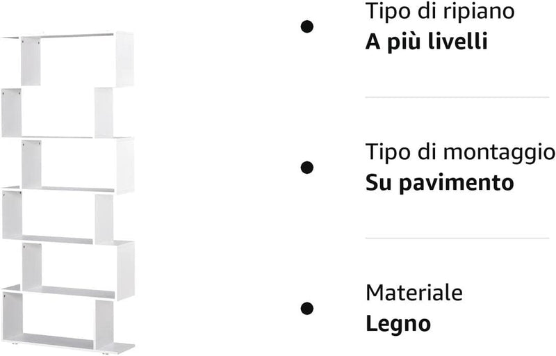 Libreria Di Design Mobili Ufficio Scaffale in Legno 80X24X191Cm Bianco