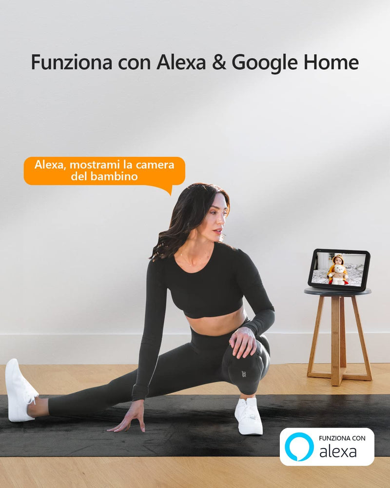 Telecamera Wi-Fi Interno, 1080P Videocamera Di Sorveglianza, Tracciamento Del Movimento Con Sirena, Telecamera Wifi Con Rilevamento Umano, Audio Bidirezionale, Funziona Con Alexa, 2,4G, Ranger 2C