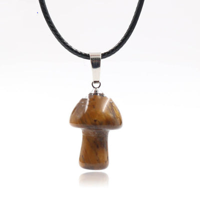 Natural Crystal Mini Small Mushroom Pendant Necklace