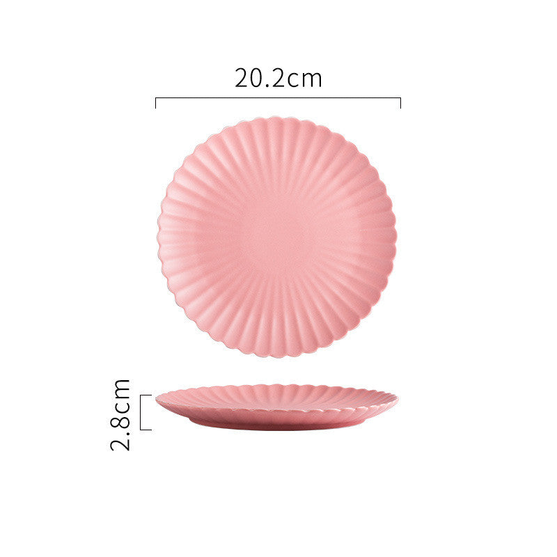 Creative Simple Solid-Color Ceramic Plate Fruit Cake Plate round Beef Steak Western Plate