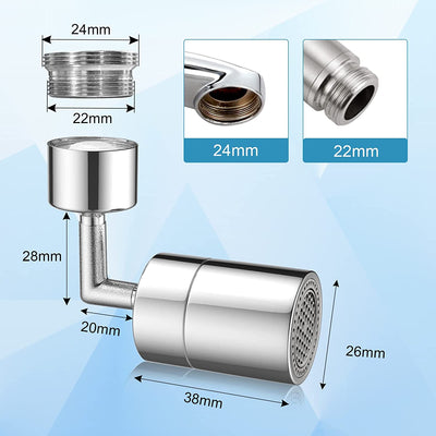 Aeratore Rubinetto,Può Essere Ruotato Di 720 Gradi Rompigetto Rubinetto Cucina,2 Modelli Di Flusso Dell'Acqua,4 Strati Di Filtraggio a Rete Aeratore Rubinetto Cucina, Argento