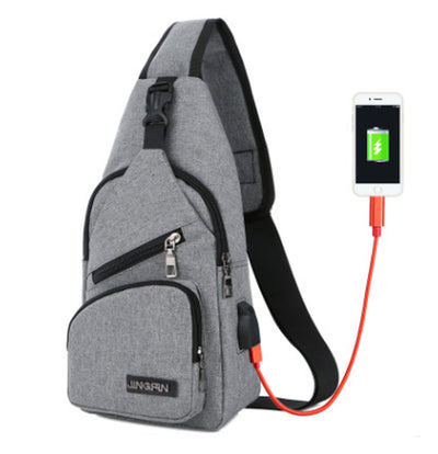 New Shoulder Bag Men'S Charging Bag Sports Men'S Usb Chest Bag Outdoor Diagonal Package