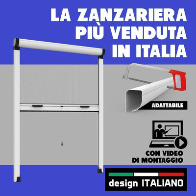 Zanzariera a Rullo Riducibile Verticale Fai Da Te in Kit Vari Colori E Misure Disponibili (100 X 160, Bianco)