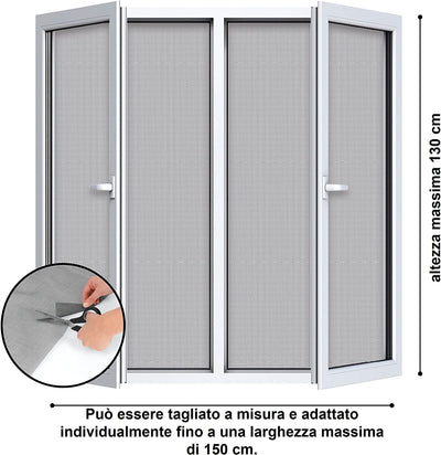 Zanzariera per Finestre Con Magic Click | Tagliata Individualmente Su Misura per Tutte Le Finestre Fino a 150 X 130 Cm | Facile Installazione Con 12 Magneti - Senza Forare O Avvitare [Nero]