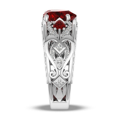 Princess Ring Heart-Shaped Ruby Engagement Ring