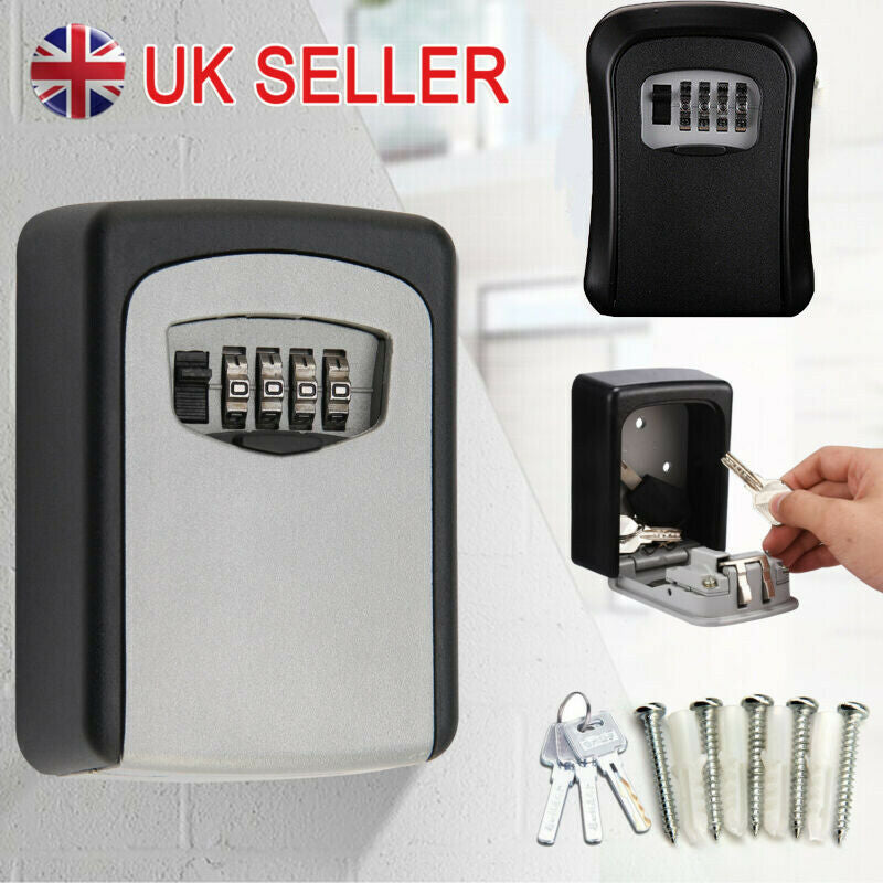 UK 4 Digit Combination Key Lock Box Wall Mounted Key Safe Security Box Outdoor