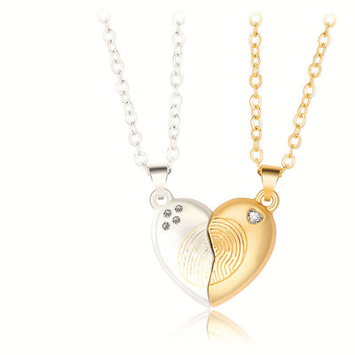 Women'S Fashion Simple Fingerprint Stitching Magnet Necklace