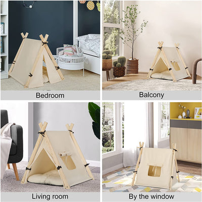 Casetta per Gatti 60X60X70Cm, Tenda per Cani, Tenda per Cani E Gatti Con Cuscino, Cani Di Piccola Taglia Come Il Bulldog Francese, Rimovibile E Lavabile Cuccia per Animali Domestici Bianco