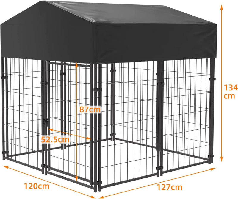 Grande Kennel Recinto Cani Esterno: Gabbia Canile Box per Cani Da Esterno Con Copertura Tettoia Impermeabile Protezione UV per Campeggio - Con Pali in Metallo Robusto