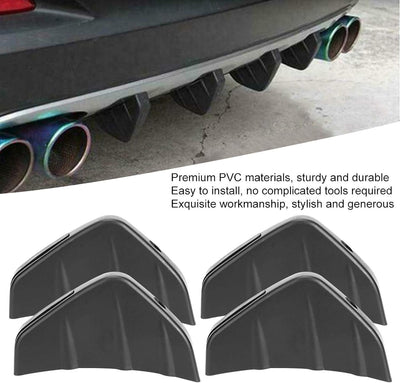 Spoiler Posteriore, 4 Pezzi Paraurti Posteriore per Auto Con Alette Di Squalo Universale Diffusore a Pinna Spoiler Lip Protezione