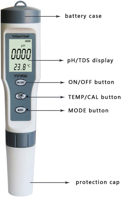 EZ9901 - Tester Digitale TDS 3 in 1 Tds/Ph&Temp Penna Portatile Di Qualità Dell'Acqua