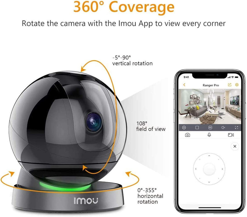 Telecamera Wi-Fi Interno, Videocamera Di Sorveglianza 1080P, Crociera Automatica & Tracciamento Intelligente, Sirena+Faretto & Audio Bidirezionale, Compatibile Con Alexa, Ranger PRO Aggiornato