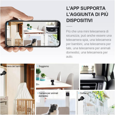 Telecamera Spia Wifi Interno 4K HD Mini Telecamera Nascosta Microcamera Senza Fili Videocamera Sorveglianza per Auto/Casa/Bambini Lunga Durata Spy Cam