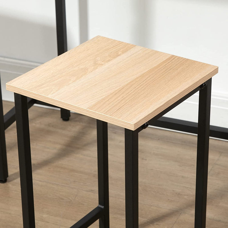 Set 3 Pezzi Con Tavolo E 2 Sgabelli Da Cucina Stile Industriale, Arredamento Moderno per Soggiorno E Salotto, Legno Naturale E Nero