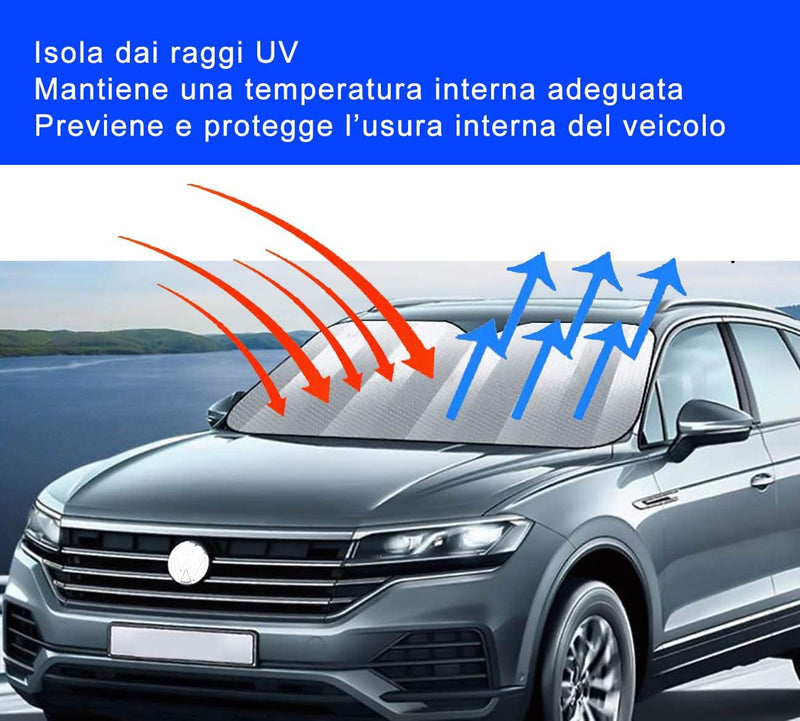 -Parasole Auto Parabrezza, Parasole per Auto Interno Pieghevole Con Chiusura Clip, Coprisole Auto Contro I Raggi UV, Parasole Parabrezza,Parasole per Macchina (Large-(80X130Cm))