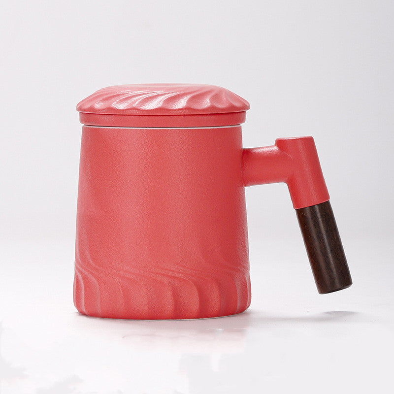 Ceramic Tea Water Separation Filter Cup with Lid