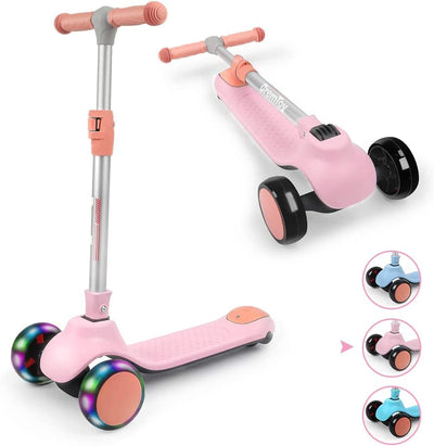 Monopattino per Bambini 2-12 Anni, 4 Regolabili in Altezza, 3 Eleganti Ruote LED, Monopattino Pieghevole, Carico Massimo 50 Kg, Regalo per Bambini