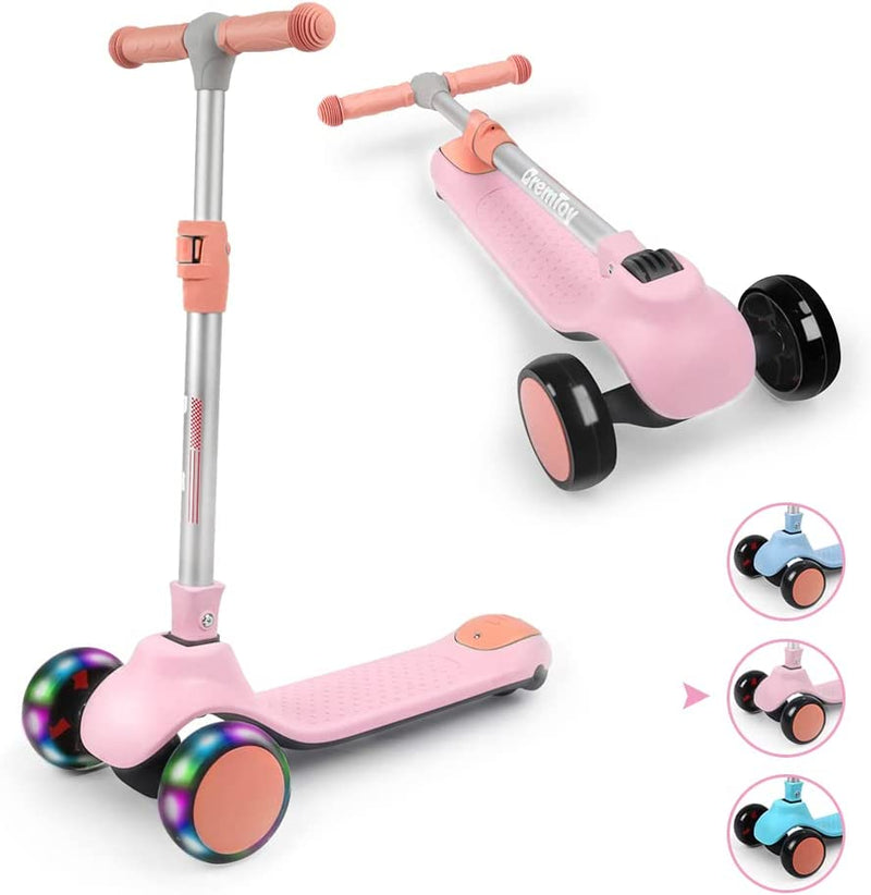 Monopattino per Bambini 2-12 Anni, 4 Regolabili in Altezza, 3 Eleganti Ruote LED, Monopattino Pieghevole, Carico Massimo 50 Kg, Regalo per Bambini