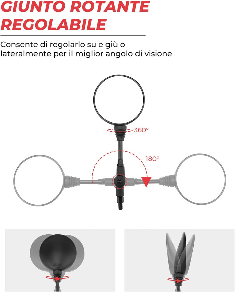 Moto Specchietto Retrovisore E9 Omologati Universali Specchi Specchio Specchietti Moto Pieghevoli M10 per Street Bike Sport Bike Scooter Cruiser Moto