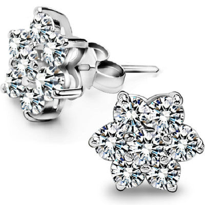 Full Diamond Snowflake Stud Earrings