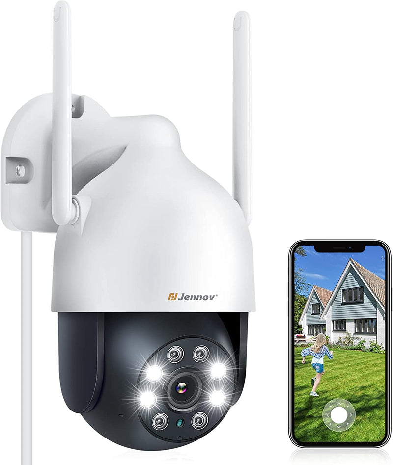 2K Telecamera Wifi Esterno, 3MP PTZ Telecamera Di Sorveglianza Senza Fili, IP Cam 360 Gradi Con Visione Notturna a Colori, Rilevamento Del Movimento, Audio Bidirezionale, Compatibile Con Alexa