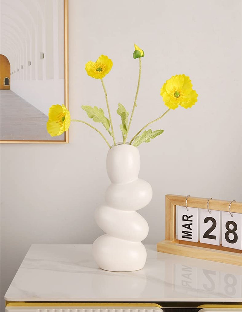 Vaso in Ceramica, Moderno Vaso Di Fiori Bianco, per Decorazione Della Casa, Soggiorno, Casa, Ufficio, Centrotavola, Tavolo E Matrimonio.