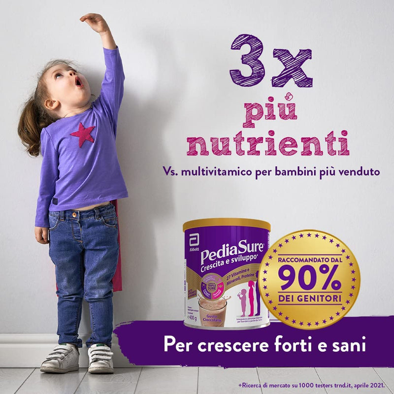 Crescita E Sviluppo: Integratore Alimentare per Bambini - Multivitaminico Con 27 Vitamine E Minerali E Proteine | per Bambini Da Un Anno in Su | Confezione 400G | Gusto Cioccolato