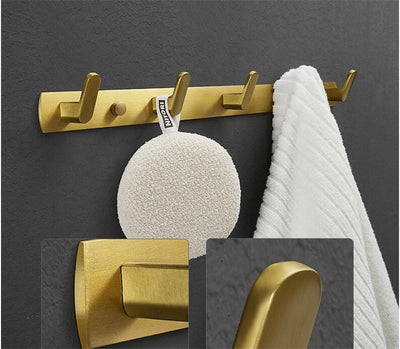 Bathroom Brushed Gold Aluminum Shelf Set